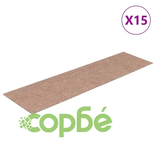 Изтривалки за стълби, самозалепващи се, 15 бр., 76x20 см, светлокафяви, правоъгълни ➤ топ цена ➤ sorbe.bg