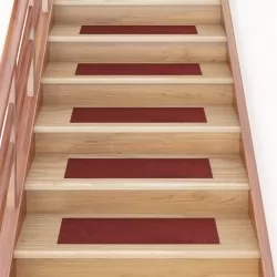 Самозалепващи стелки за стълби, 15 бр, 76x20 см, червени