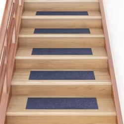 Самозалепващи стелки за стълби, 15 бр, 76x20 см, сиво-сини