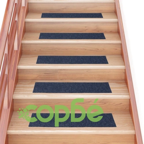 Изтривалки за стълби, самозалепващи се, 15 бр., 76x20 см, сиво-сини, правоъгълни ➤ топ цена ➤ sorbe.bg