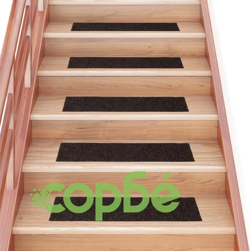 Изтривалки за стълби, самозалепващи се, 15 бр., 76x20 см, кафяви, правоъгълни ➤ топ цена ➤ sorbe.bg