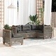 Градински комплект с възглавници, 5 части, сив полиратан