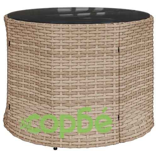 Градински диван от 3 части полукръгъл бежов полиратан ➤ топ цена ➤ sorbe.bg