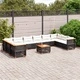 Градински комплект диван с възглавници 11 части черен полиратан