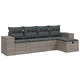Градински комплект с възглавници, 5 части, сив полиратан