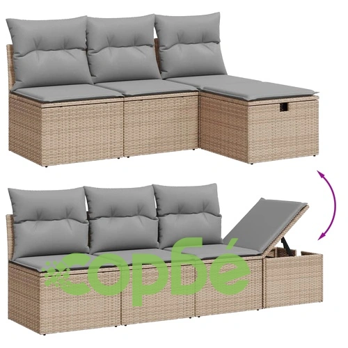 Градински диван с възглавници 8 части бежов микс полиратан ➤ топ цена ➤ sorbe.bg
