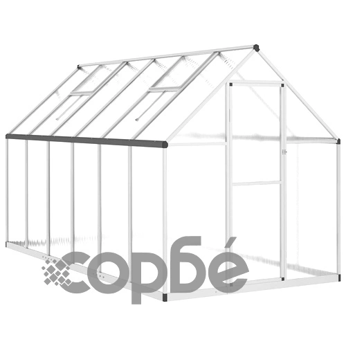 Оранжерия с основа рамка сребрист 334x169x195 см алуминий ➤ топ цена ➤ sorbe.bg
