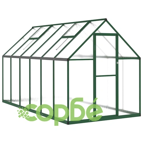 Оранжерия с основа рамка зелен 334x169x195 см алуминий ➤ топ цена ➤ sorbe.bg