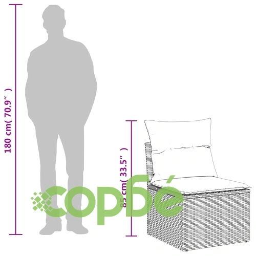Градински диван с възглавници, 7 части, бежов полиратан ➤ топ цена ➤ sorbe.bg