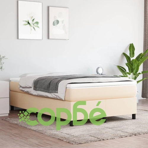 Боксспринг легло с матрак, кремаво, 120x190 см, плат ➤ топ цена ➤ sorbe.bg