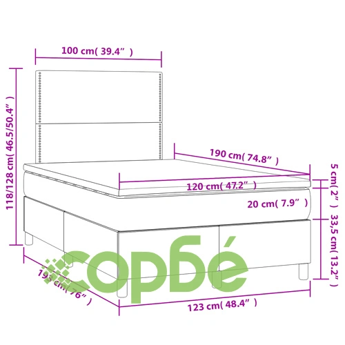 Боксспринг легло с матрак, синьо, 120x190 см, плат ➤ топ цена ➤ sorbe.bg