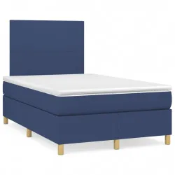 Боксспринг легло с матрак, синьо, 120x190 см, плат