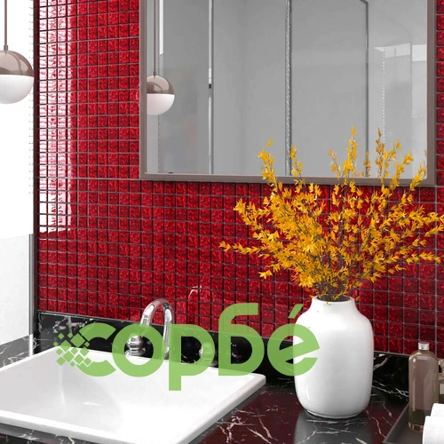 Плочки тип мозайка, 11 бр, червено, 30х30 см, стъкло ➤ топ цена ➤ sorbe.bg