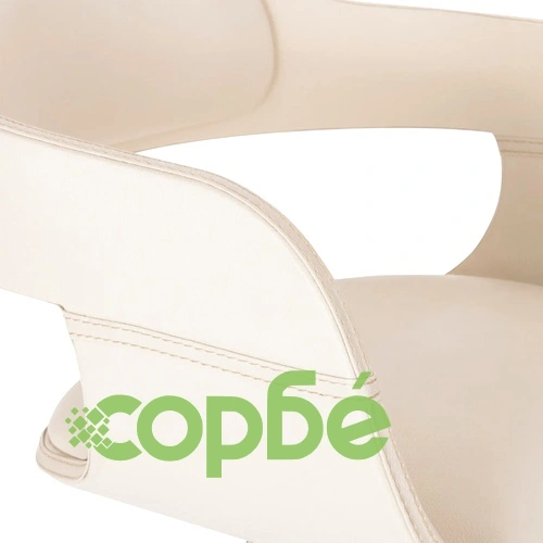 Трапезен стол, бял, извито дърво, изкуствена кожа ➤ топ цена ➤ sorbe.bg