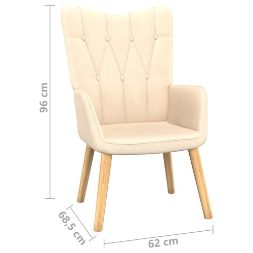 Релаксиращ стол с табуретка, кремав, плат ➤ топ цена ➤ sorbe.bg