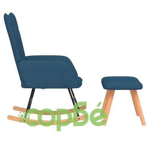 Люлеещ се стол с табуретка, син, плат ➤ топ цена ➤ sorbe.bg