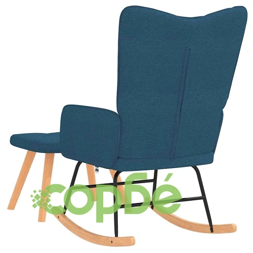 Люлеещ се стол с табуретка, син, плат ➤ топ цена ➤ sorbe.bg