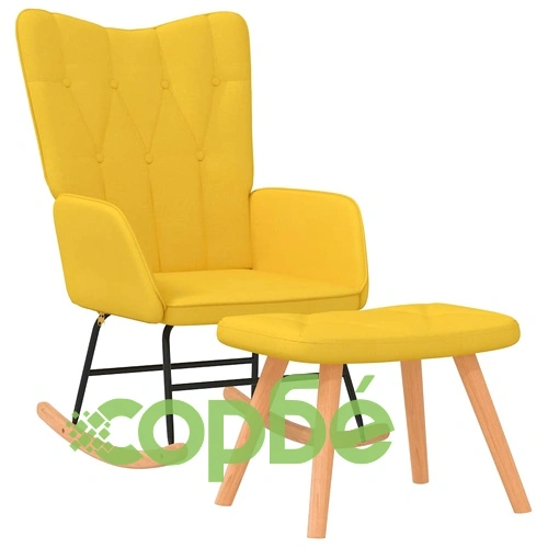Люлеещ се стол с табуретка, горчица жълто, плат ➤ топ цена ➤ sorbe.bg