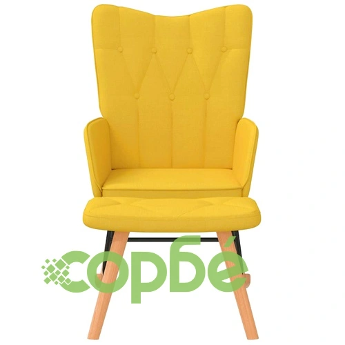 Люлеещ се стол с табуретка, горчица жълто, плат ➤ топ цена ➤ sorbe.bg
