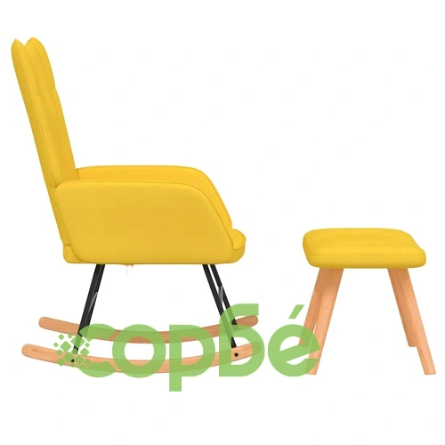 Люлеещ се стол с табуретка, горчица жълто, плат ➤ топ цена ➤ sorbe.bg