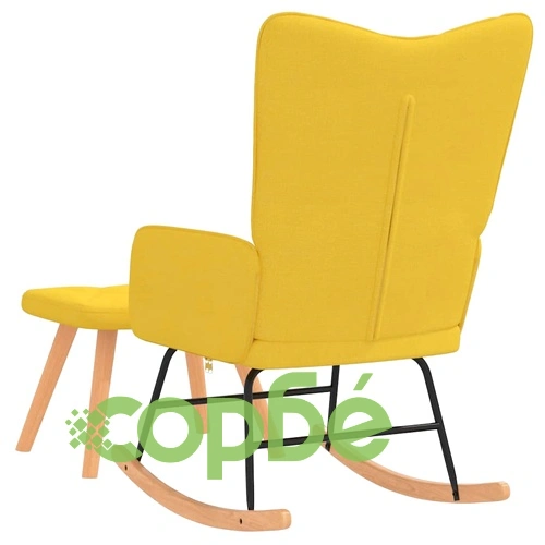 Люлеещ се стол с табуретка, горчица жълто, плат ➤ топ цена ➤ sorbe.bg