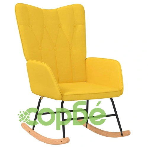 Люлеещ се стол с табуретка, горчица жълто, плат ➤ топ цена ➤ sorbe.bg