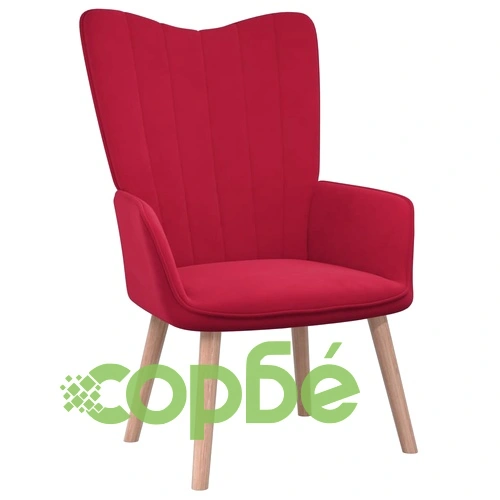 Релакс стол с табуретка, виненочервен, кадифе ➤ топ цена ➤ sorbe.bg