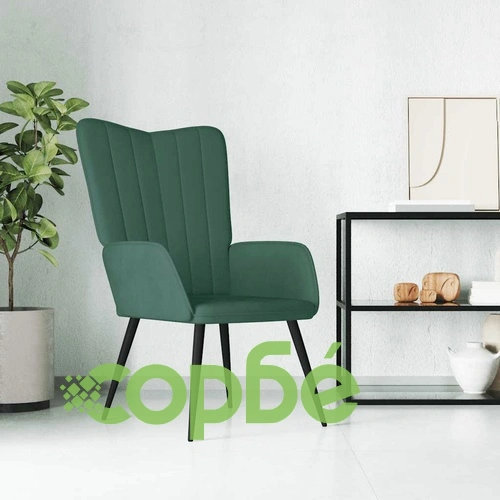 Релаксиращ стол, тъмнозелен, кадифе ➤ топ цена ➤ sorbe.bg