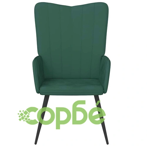 Релаксиращ стол, тъмнозелен, кадифе ➤ топ цена ➤ sorbe.bg