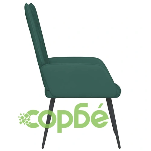 Релаксиращ стол, тъмнозелен, кадифе ➤ топ цена ➤ sorbe.bg