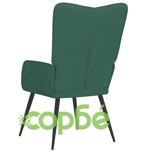 Релаксиращ стол, тъмнозелен, кадифе ➤ топ цена ➤ sorbe.bg