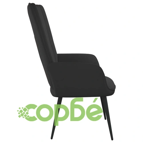 Релаксиращ стол, черен, кадифе ➤ топ цена ➤ sorbe.bg