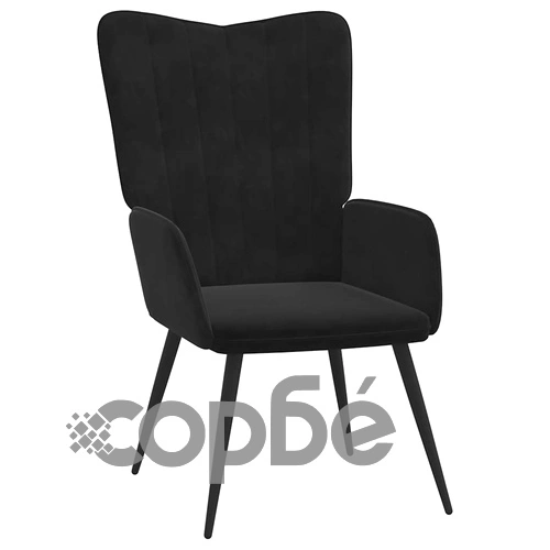 Стол за релакс с табуретка, черен, кадифе ➤ топ цена ➤ sorbe.bg