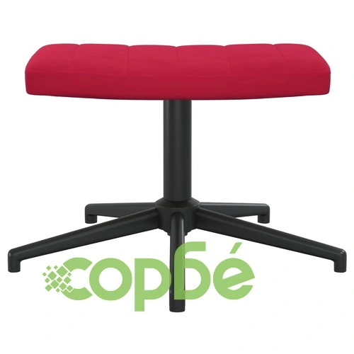 Релакс стол с табуретка, виненочервен, кадифе ➤ топ цена ➤ sorbe.bg