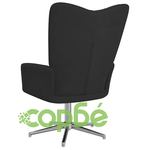 Релакс стол, черен, кадифе ➤ топ цена ➤ sorbe.bg