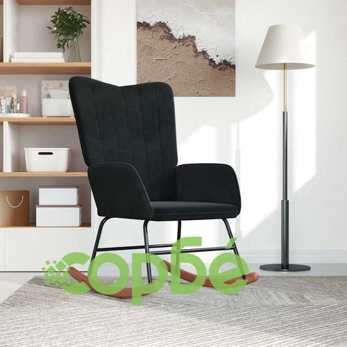 Люлеещ стол, черен, кадифе ➤ топ цена ➤ sorbe.bg