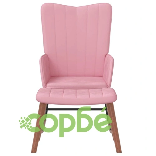 Люлеещ се стол с табуретка, розов, кадифе ➤ топ цена ➤ sorbe.bg