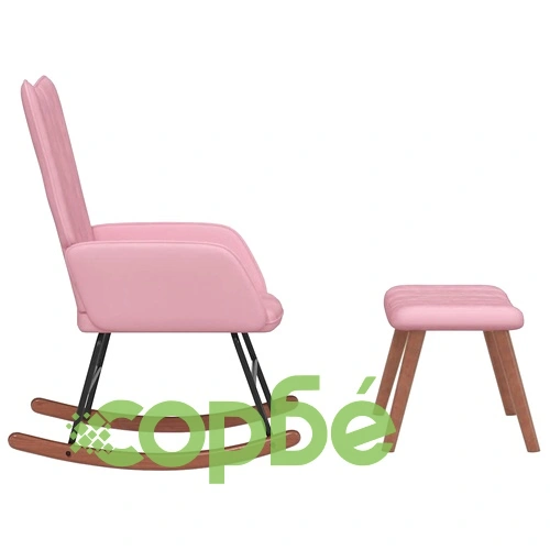 Люлеещ се стол с табуретка, розов, кадифе ➤ топ цена ➤ sorbe.bg