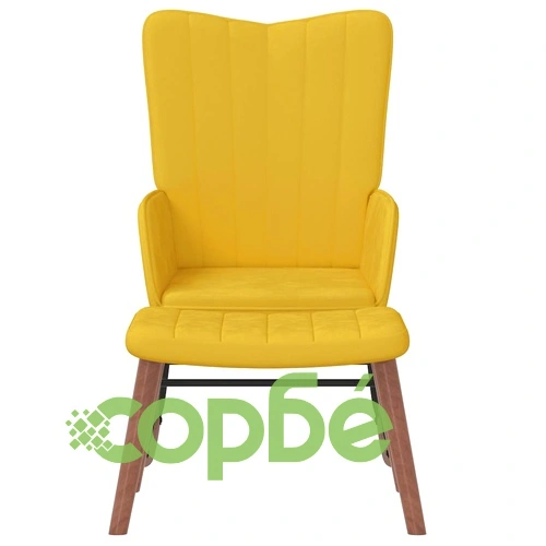 Люлеещ се стол с табуретка, горчица, кадифе ➤ топ цена ➤ sorbe.bg