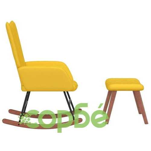 Люлеещ се стол с табуретка, горчица, кадифе ➤ топ цена ➤ sorbe.bg