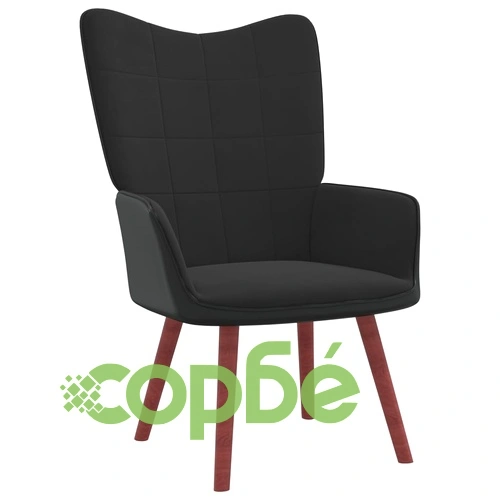 Релаксиращ стол, черен, кадифе и PVC ➤ топ цена ➤ sorbe.bg