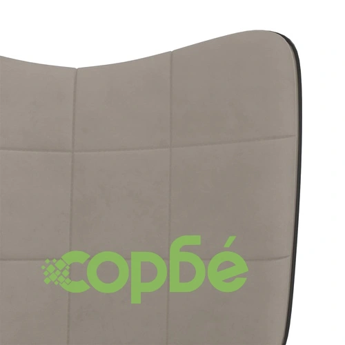 Релаксиращ стол с табуретка, светлосив, кадифе и PVC ➤ топ цена ➤ sorbe.bg