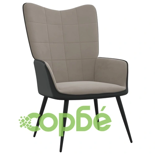 Релаксиращ стол, светлосив, кадифе и PVC ➤ топ цена ➤ sorbe.bg