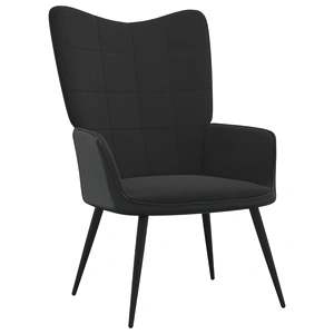 Релаксиращ стол, черен, кадифе и PVC