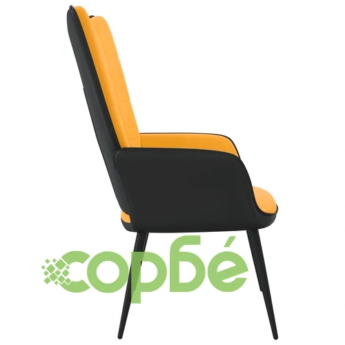 Релаксиращ стол, горчица жълто, кадифе и PVC ➤ топ цена ➤ sorbe.bg