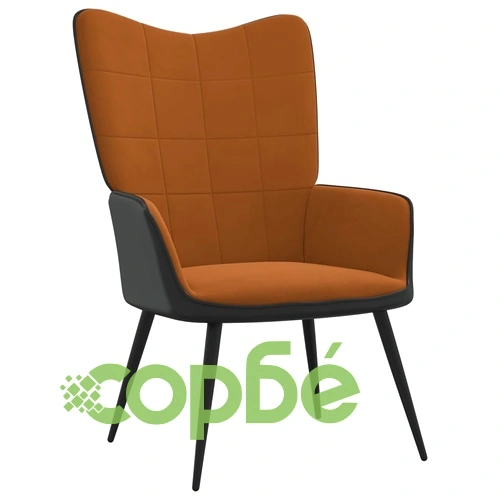 Релаксиращ стол, кафяв, кадифе и PVC ➤ топ цена ➤ sorbe.bg