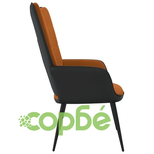 Релаксиращ стол, кафяв, кадифе и PVC ➤ топ цена ➤ sorbe.bg