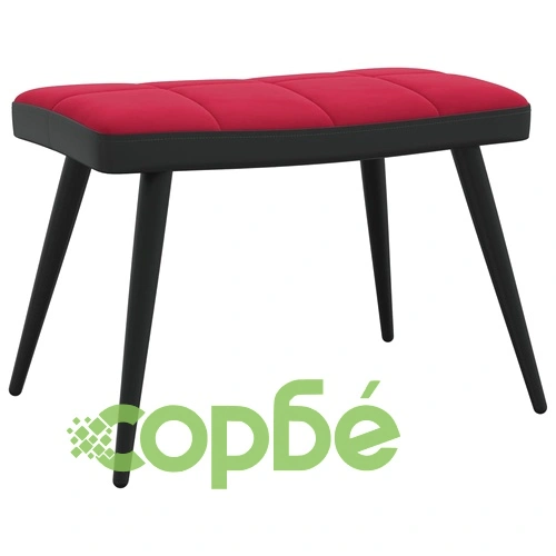 Релаксиращ стол с табуретка, виненочервен, кадифе и PVC ➤ топ цена ➤ sorbe.bg