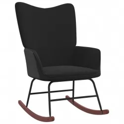 Люлеещ стол, черен, кадифе и PVC