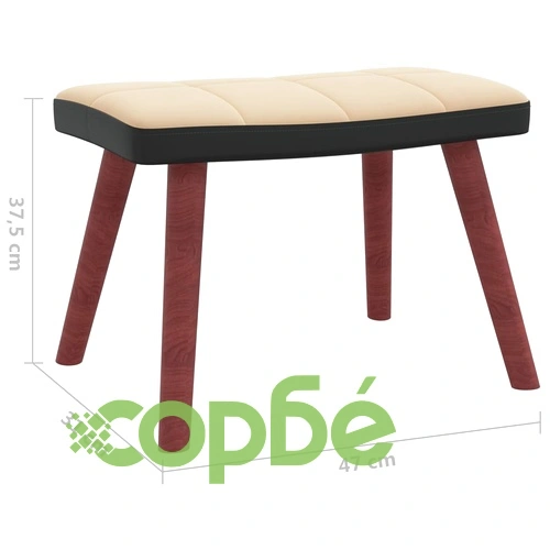 Люлеещ стол с табуретка, кремавобял, кадифе и PVC ➤ топ цена ➤ sorbe.bg